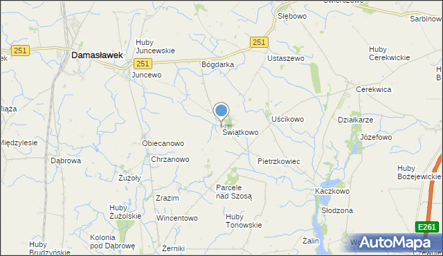 mapa Świątkowo, Świątkowo gmina Janowiec Wielkopolski na mapie Targeo